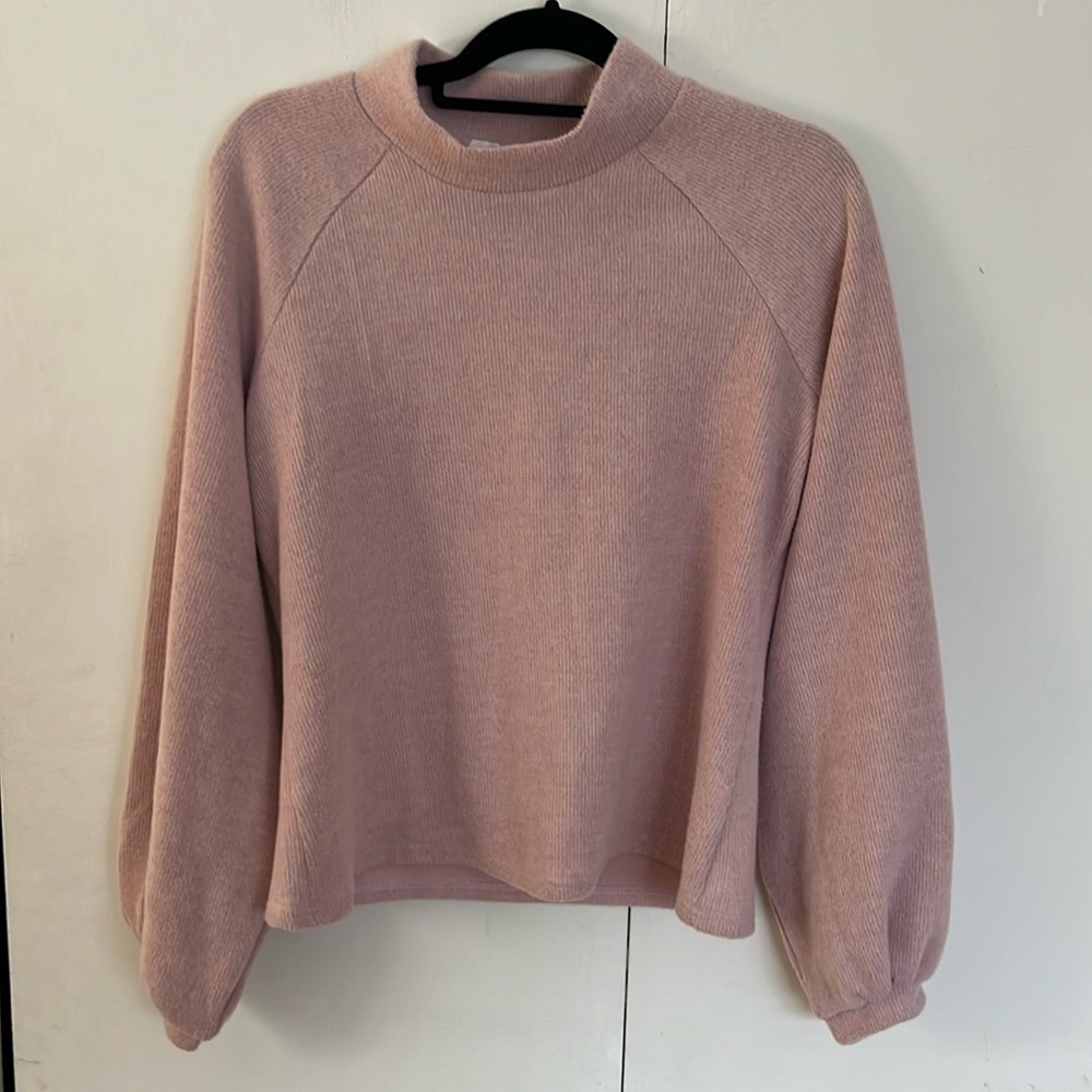 Pink Walter Baker puff sleeve mock neck sweater size medium NWT